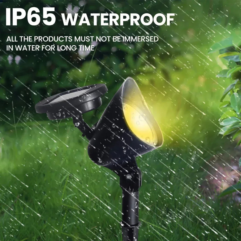 Solar 9 LED Ground Lights Outdoor, IP65 Waterproof Brightness Adjustable Spot Light for Garden Backyard Driveway Patio Decor