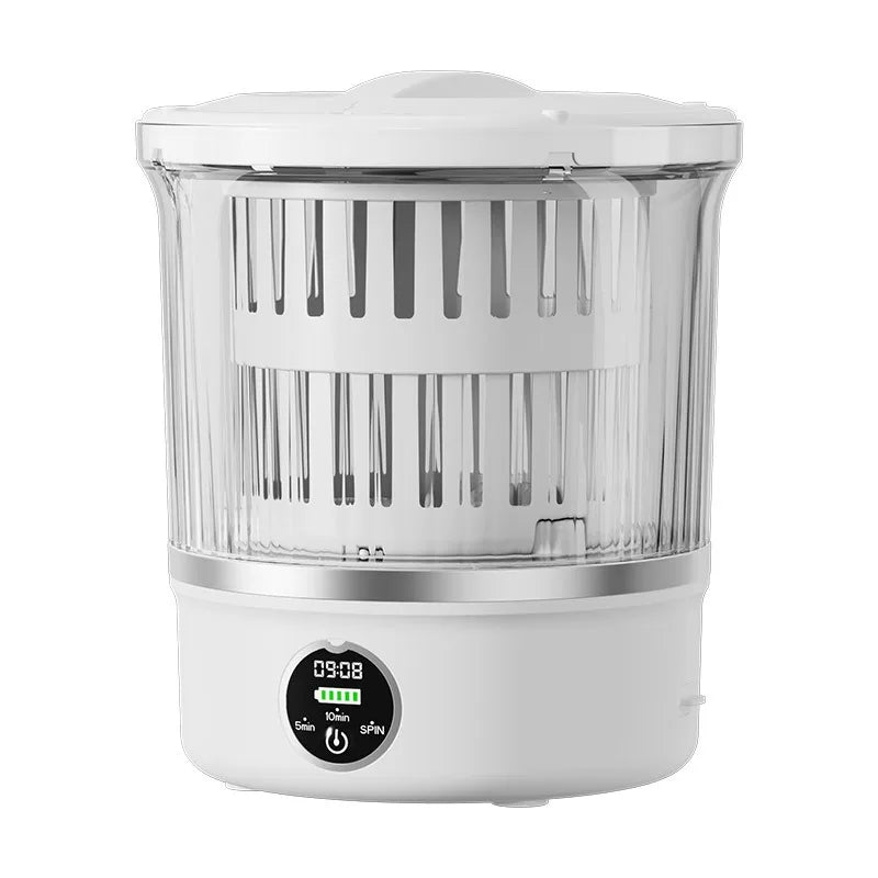 Tidesmit 3L portable mini washing machine showing the spin drying feature and compact drum design for travel laundry