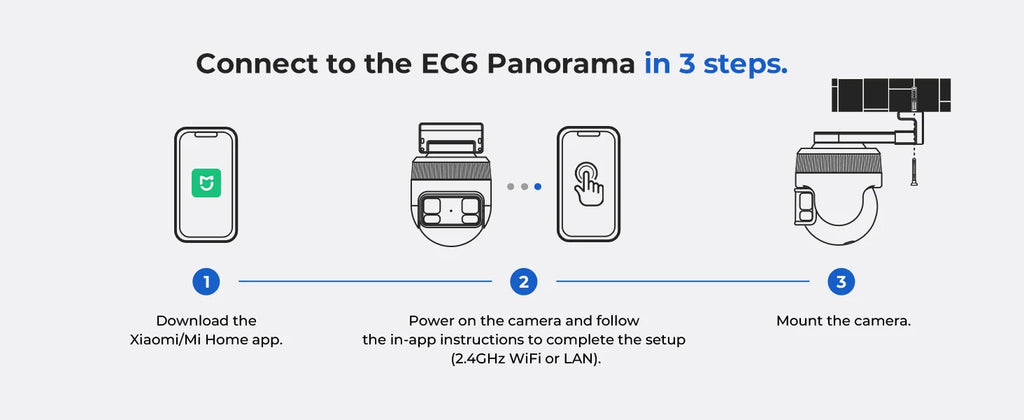 IMILAB EC6 Panorama WiFi Security Camera 6MP 180° Panorama AI Human Detection PTZ Color Night Vision Compatible with Xiaomi Home