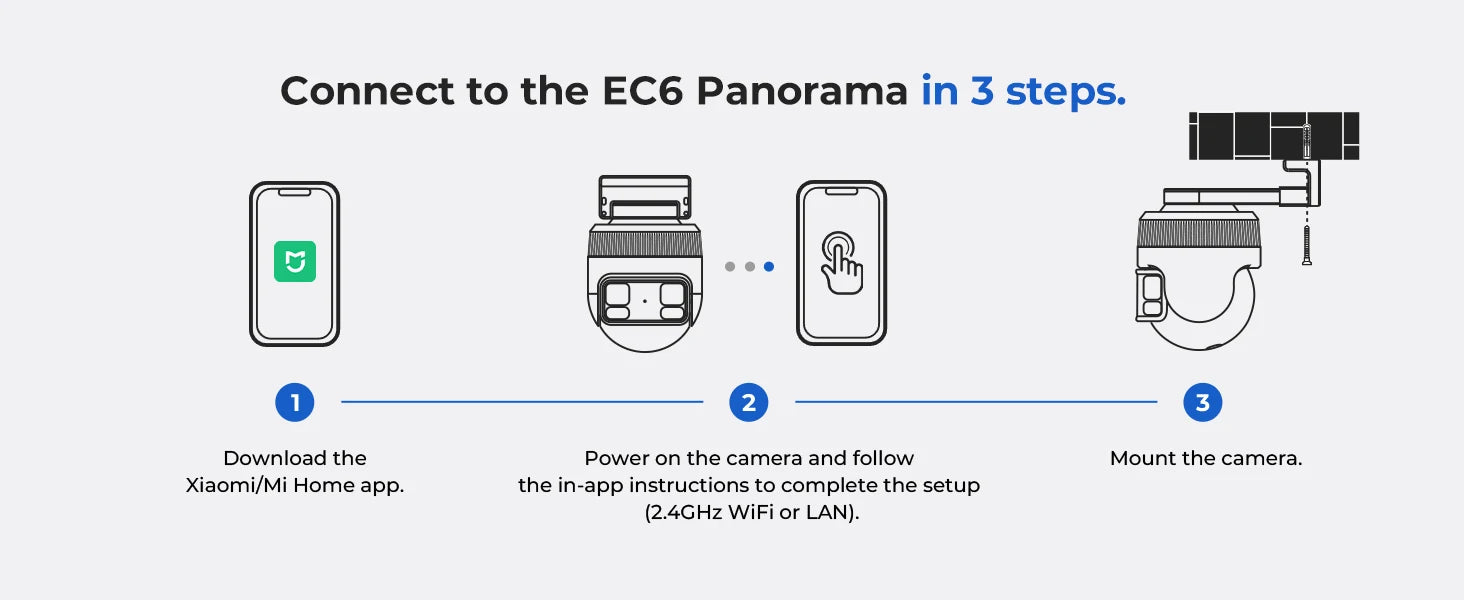 IMILAB EC6 Panorama WiFi Security Camera 6MP 180° Panorama AI Human Detection PTZ Color Night Vision Compatible with Xiaomi Home