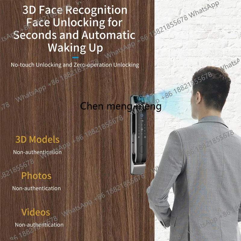 Tuya Smart 3D Face Door Lock Security Face & Camera Monitor Intelligent Fingerprint Password Biometric Electronic Key Unlock