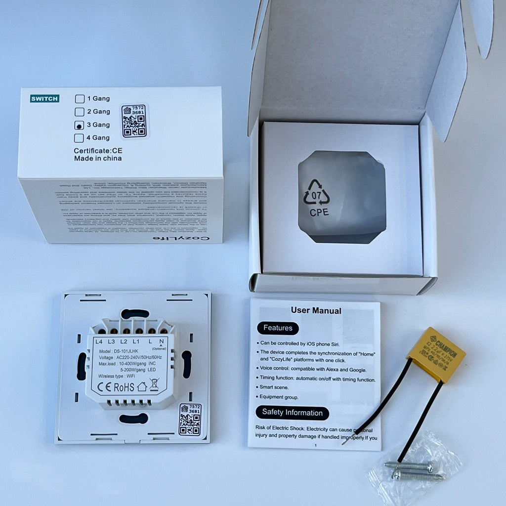 BONDA Homekit Smart Switch No Neutral EU/US WIFI Touch Sensor Light Switch Smart Google Home Alexa Siri Voice Control 220V 110V