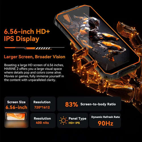 Blackview OSCAL Marine 2 Rugged Phone AI 11000mAh Battery 6.56 " HD+ Display Unisoc T6158GB RAM 128GB Smartphone Android 15 NFC