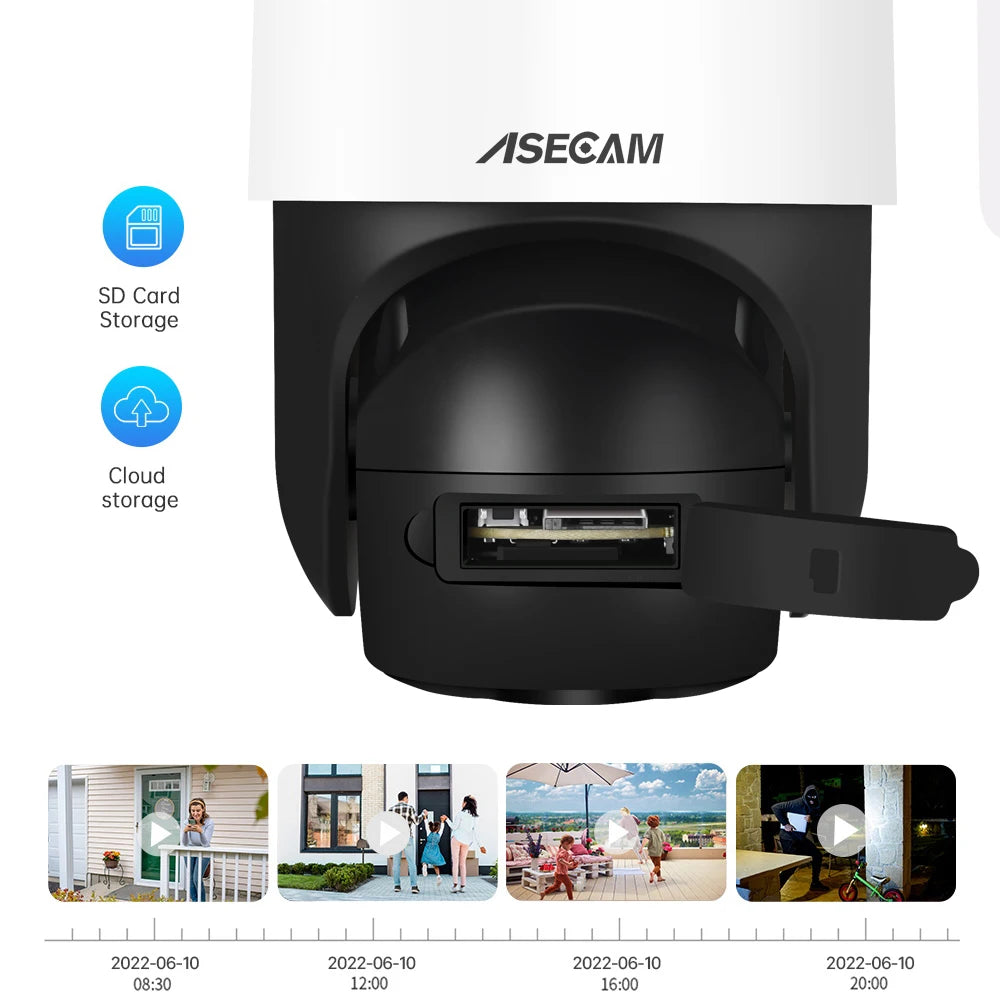 ASECAM 8MP 4K PTZ IP Camera Outdoor AI Face Detection Audio POE H.265 Onvif CCTV RTSP Humanoid Detection Security Camera