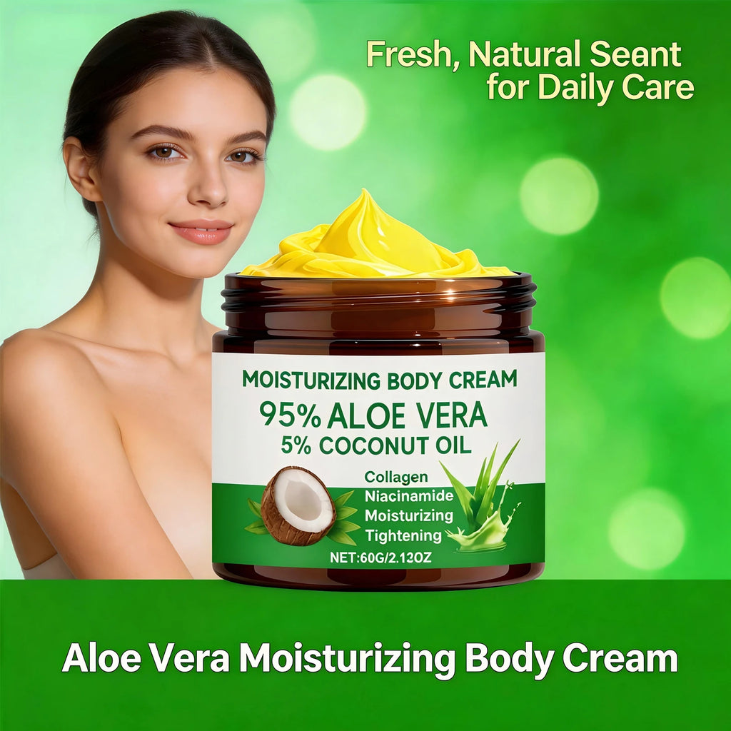 95% Aloe Vera Moisturizing Body Cream with 5% Coconut Oil Gentle Nourishing Tightening Skin Collagen Nicotinamide Body Lotion