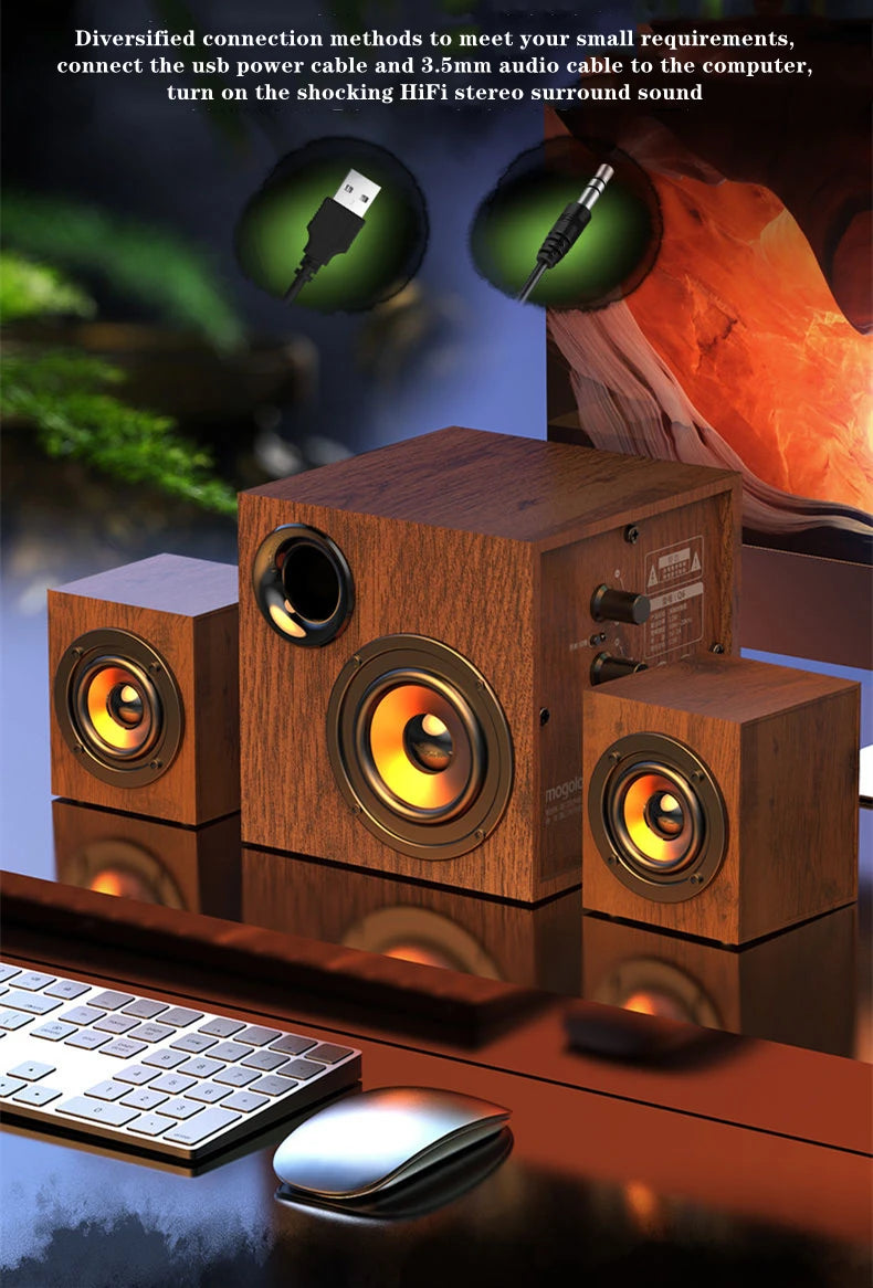 Portable Bluetooth Speaker - Wooden Desktop Audio with Deep Bass Tidesmit