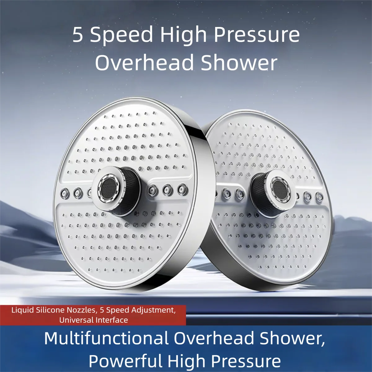 5 Mode Adjustable Rain Shower Head High Pressure Large Flow Ceiling Mounted Spray Portable Shower Nozzle for Home Hotel Bathroom
