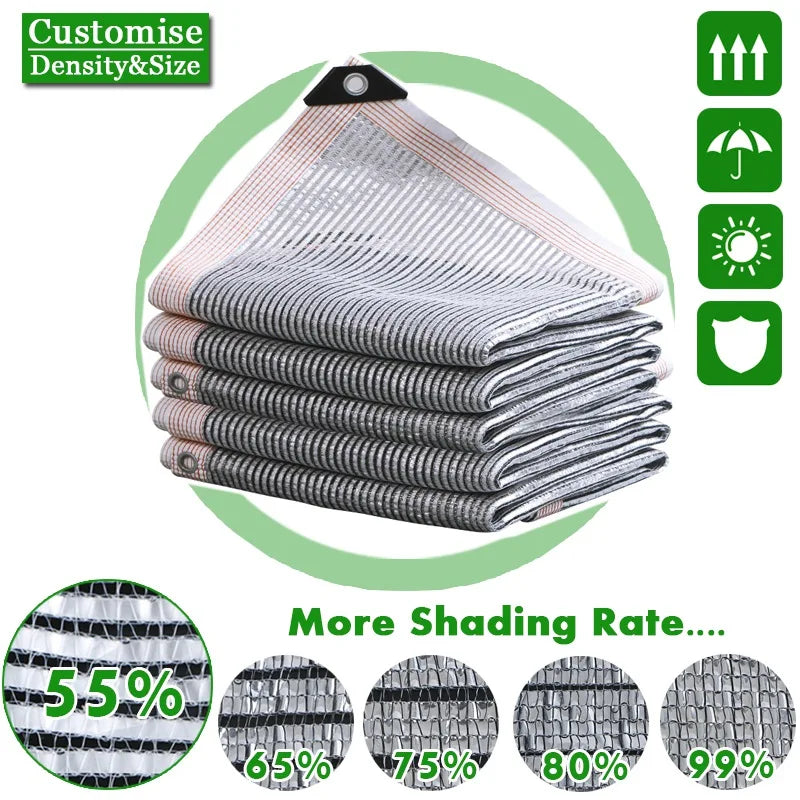 Shading 55~99% Aluminum Foil Sunshade Net Silvery Anti-UV Awning Fence Privacy Screen Garden Sun Shade Mesh Car Sun Shed Canopy