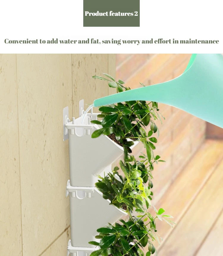 4PCS Flower Pots Wall Hanging Planters Stackable Planter Garden Plastic Pots Vertical Succulents Plant Home Balcony Decoration