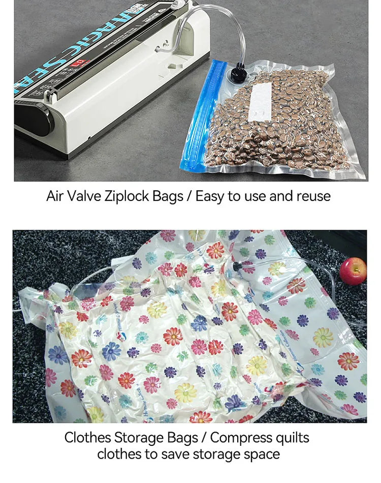 Vacuum Packaging Machine for Food Plastic Bags Sealer Sealing Machine Mylar Bags Kitchen Packer Automatic Manual Modes Home Appl
