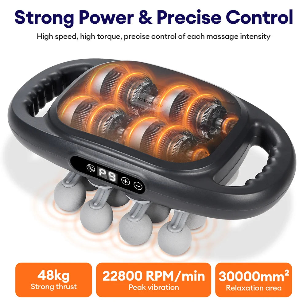 Deep Tissue Massage Gun Grey - 16 Head Portable Muscle Recovery Tool Relaxation Treatment Tidesmit