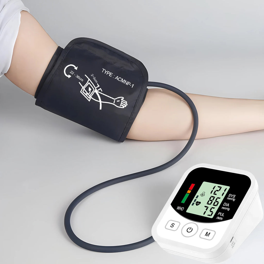 Digital Arm Blood Pressure Meter with Cuff Medical Pressure Tonometer Tensiometer Pulse Sphygmomanometer