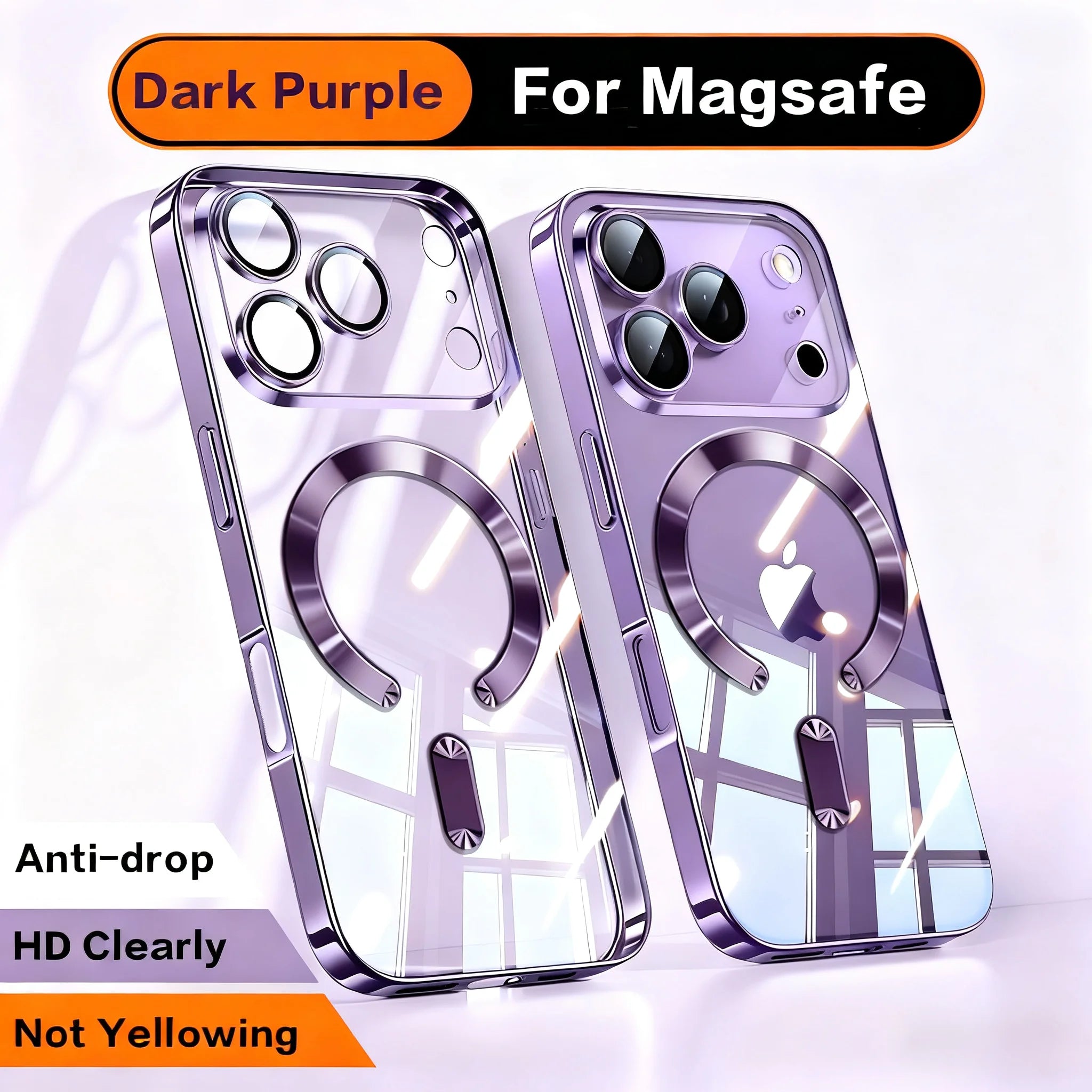 Magnetic Clear Phone Case: Shockproof Wireless Charging Protection Purple Tidesmit