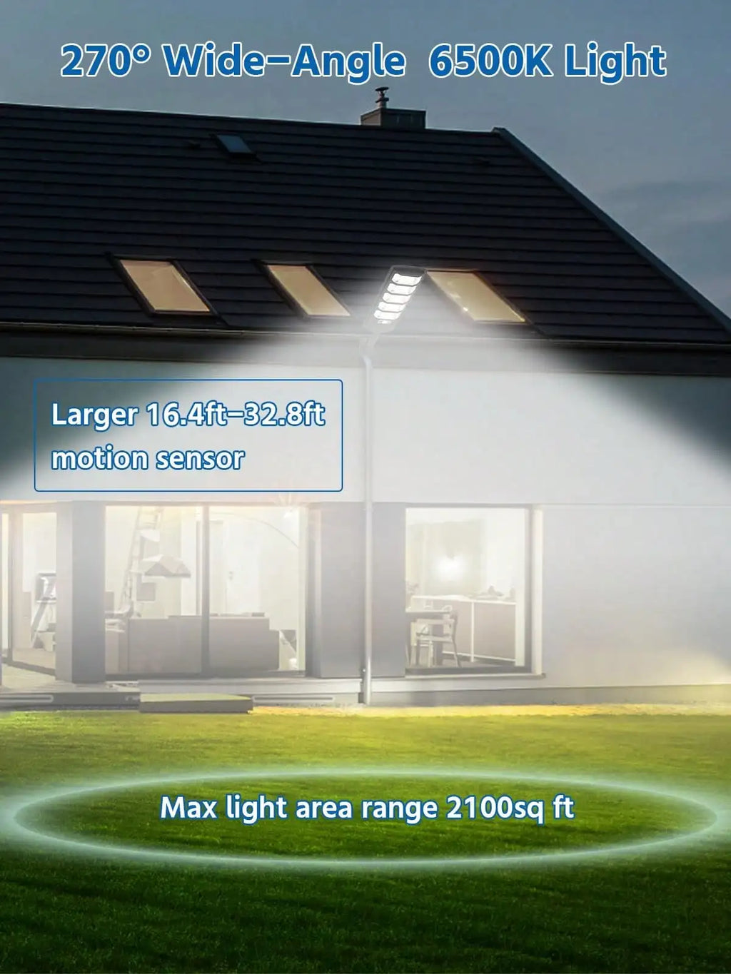 6500K Solar Street Light Outdoor IP67Waterfroof, 240PCS 5730LEDs Solar Flood Lights Outdoor Dusk To Dawn, Security Street Lights Motion Sensor With Remote Control For Parking Lot, Yard,Street