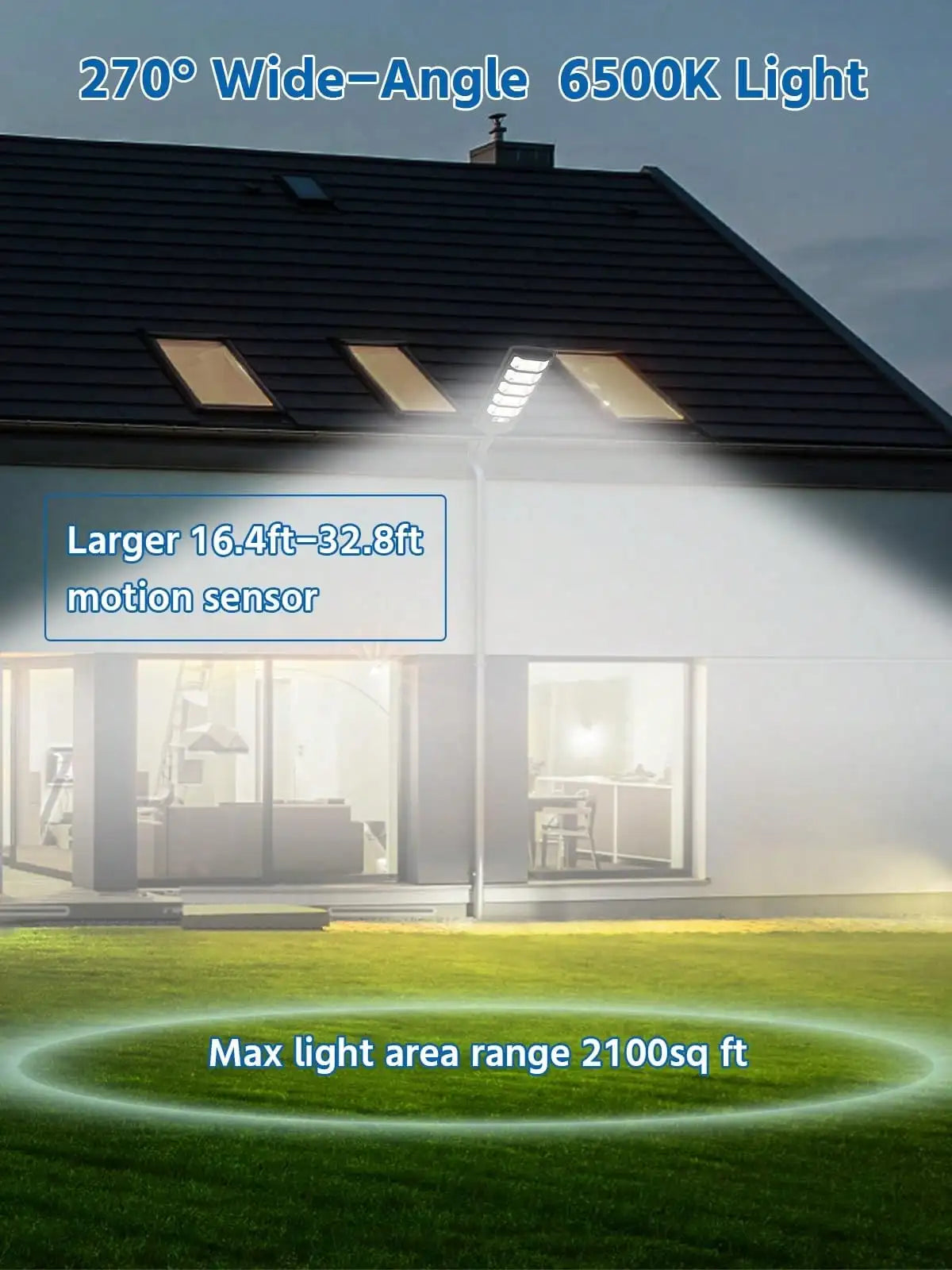 6500K Solar Street Light Outdoor IP67Waterfroof, 240PCS 5730LEDs Solar Flood Lights Outdoor Dusk To Dawn, Security Street Lights Motion Sensor With Remote Control For Parking Lot, Yard,Street