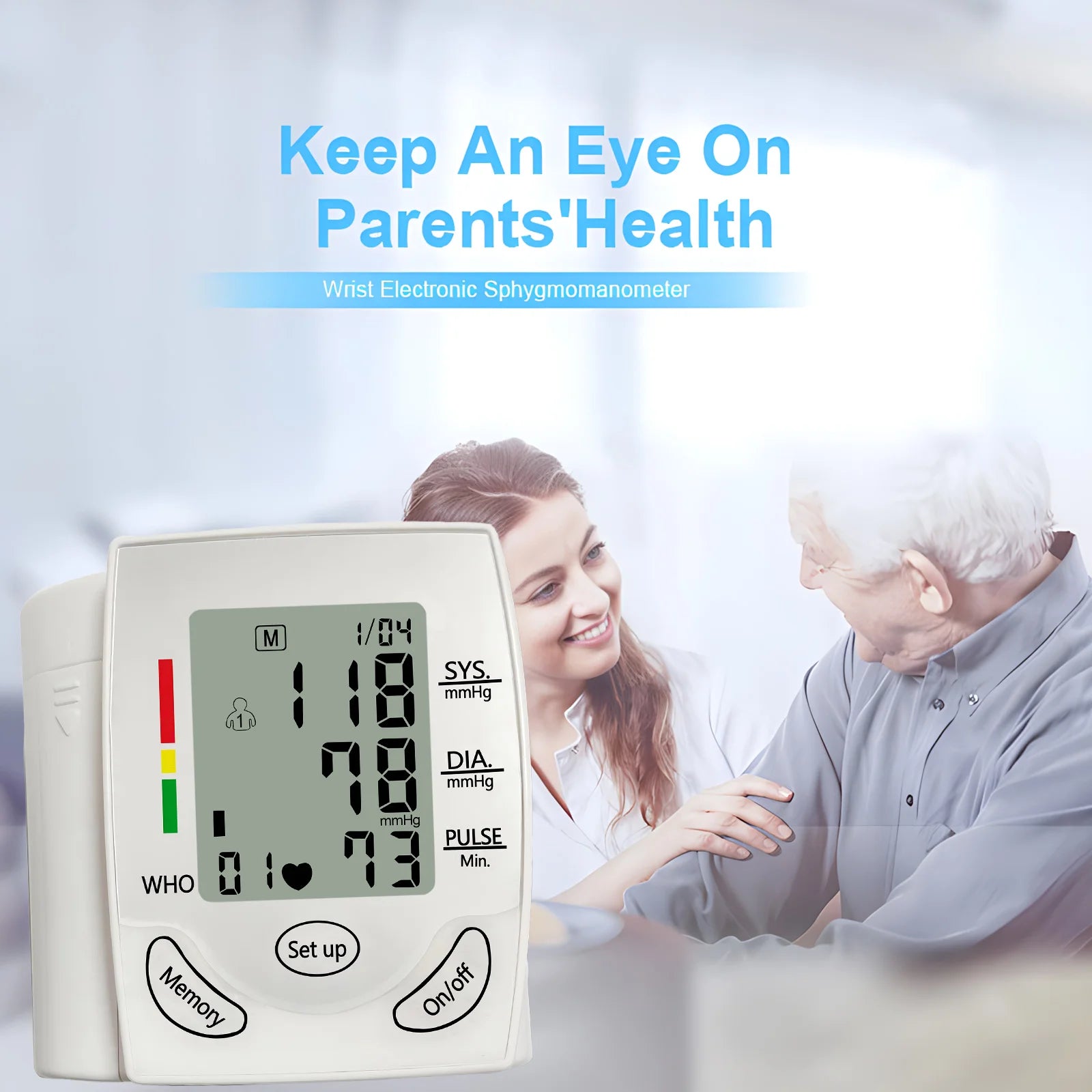 Wrist Blood Pressure Monitor Tonometer Tensiometer Automatic Digital Pulsometer Sphygmomanometer Health Monitor
