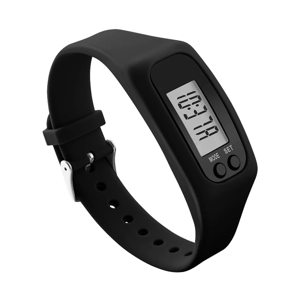 LED Pedometer Bracelet Step Counter Watch 12/24H Time Display Silicone Step Tracker Multi-Function Fitness Watch for Adults kids