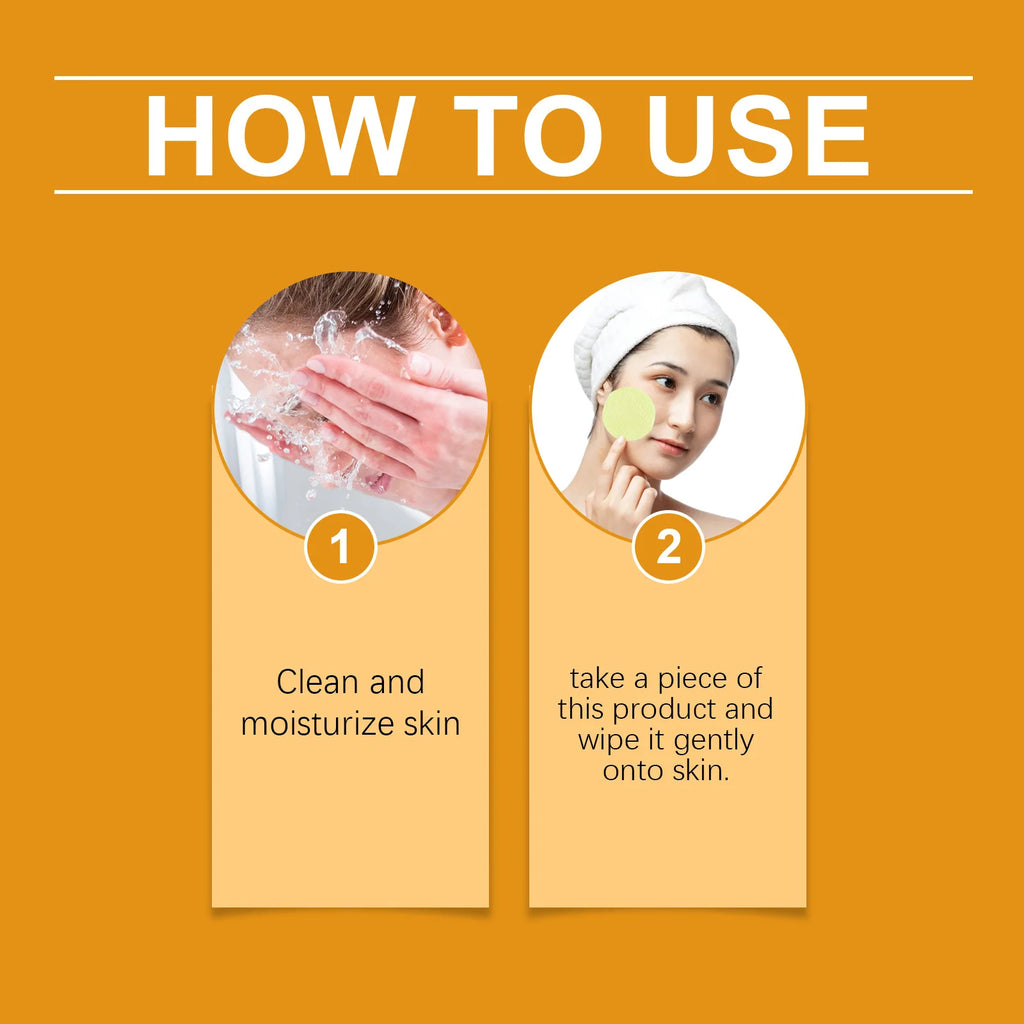 OUHOE Turmeric Kojic Acid Exfoliating Cleansing Pads Fade Dark Spot Oil Brightening Moisturizing Whitening Facial Sponges Cotton