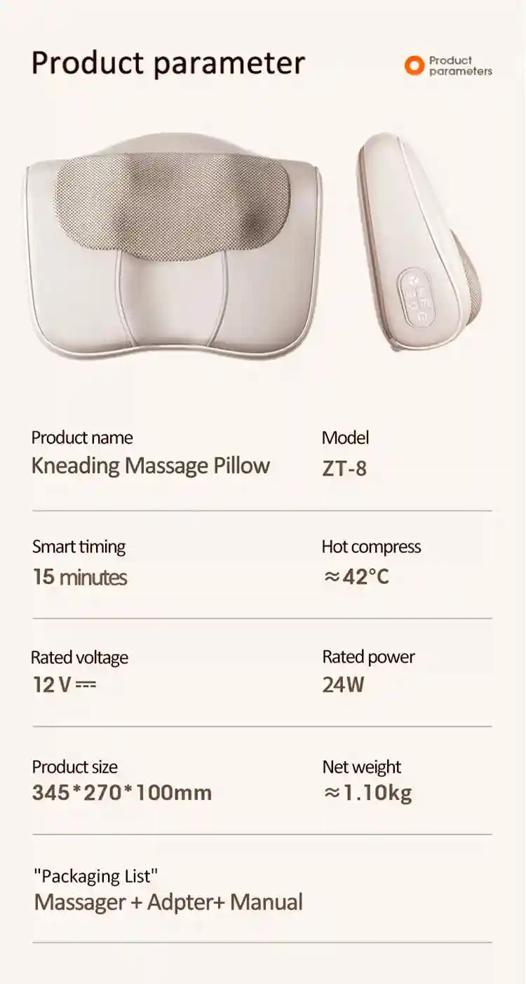 Neck Massage Pillow Shiatsu Back Massager with Heat Therapy Massage Roller Tidesmit