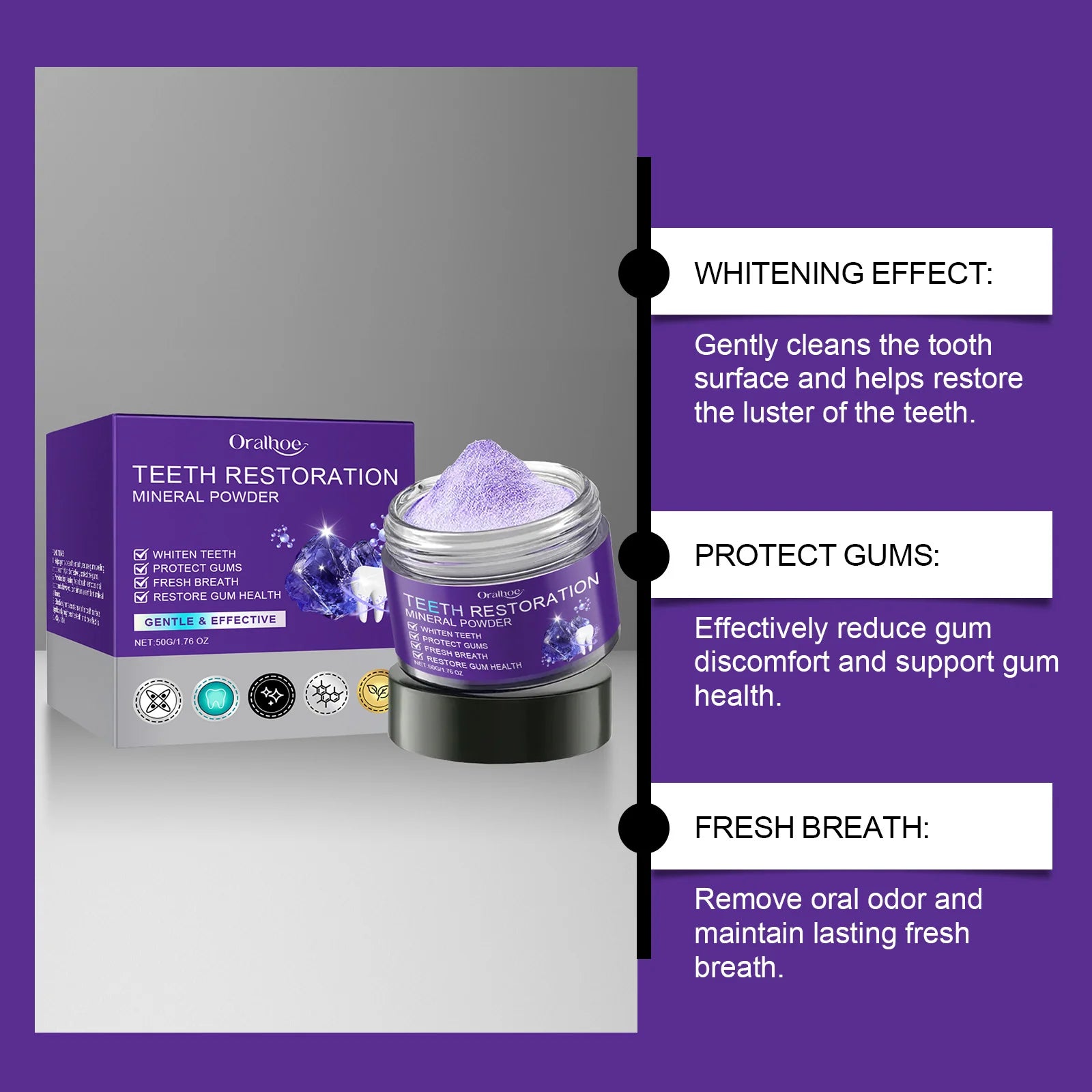 Tidesmit teeth restoration mineral powder for professional stain removal and fresh breath oral care