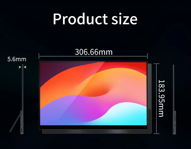 13.3'' AMOLED Portable Monitor OLED Screen 100%DCI-P3 One Cable USB-C Travelling Display On The Go for Office Laptop Mac Windows