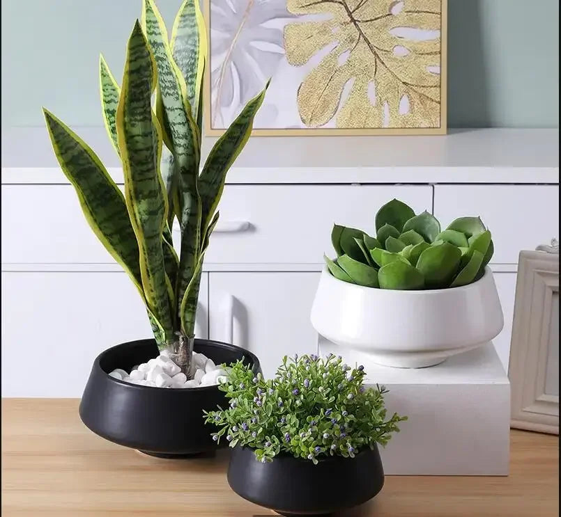 Ceramic Flower Pot Hydroponic Pots Garden Table Top Plant Decoration Supplies Bonsai Succulent Vase