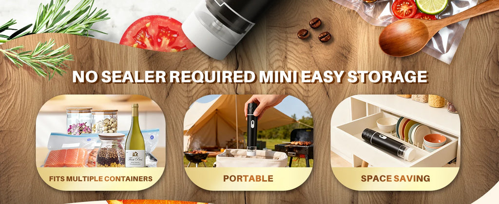 Food Vacuum Sealer, 60KPA Powerful Suction Handheld Vacuum Sealer Machine, Rechargeable for Meal Prep, Camping & RV Travel
