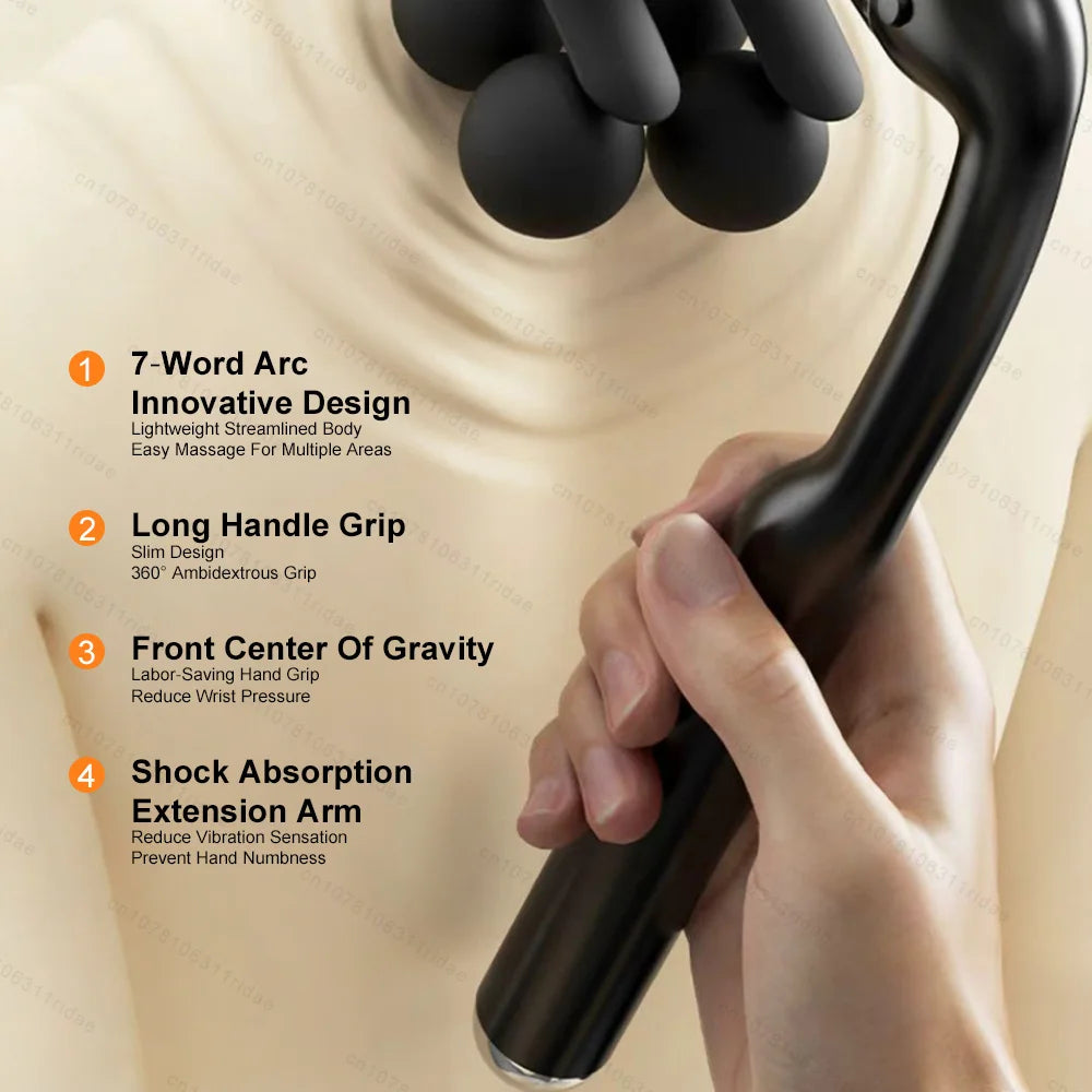 Fascia Gun with Long Handle - Rechargeable Deep Tissue Muscle Massager Fascia Gun Tidesmit