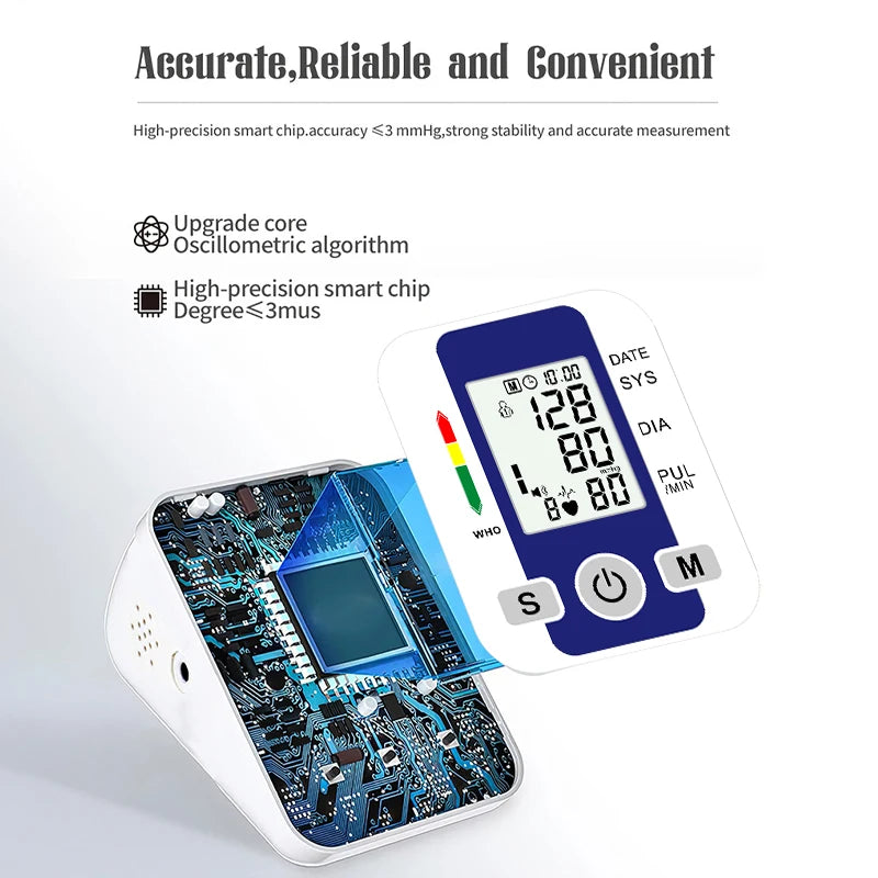 Arm Blood Pressure Monitor BP Automatic Professional Medical Portable Tonometer Digital Tensiometer Heart Rate Monitor 32 Cuff
