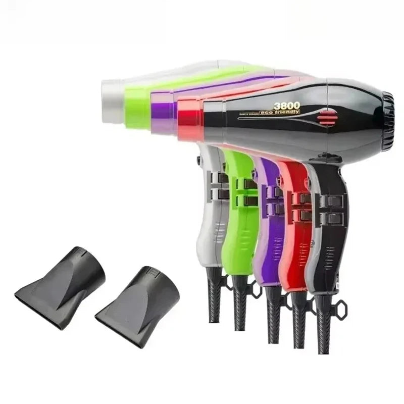 2100W professional hair dryer set in assorted colors with concentrator nozzles for fast, ionic styling and airflow.
