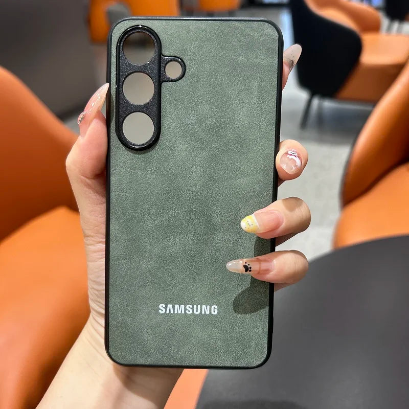 Sheepskin Leather Case for Samsung - Soft Lambskin Slim Fit Protection Green Tidesmit