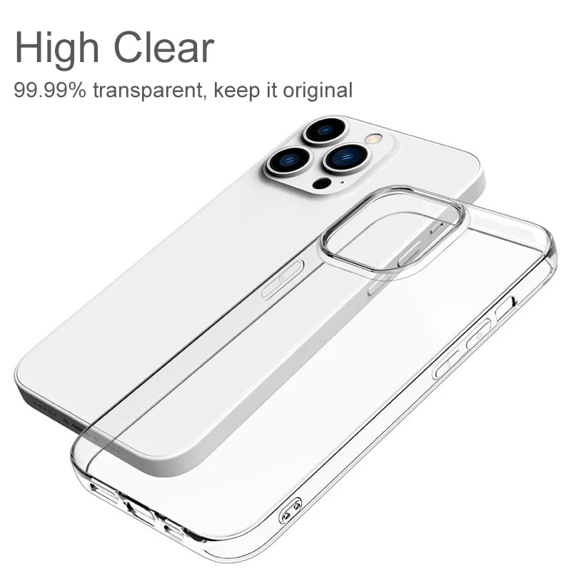 iPhone 15 Case Ultra Thin Clear Silicone Shock-Absorbing Cover Tidesmit