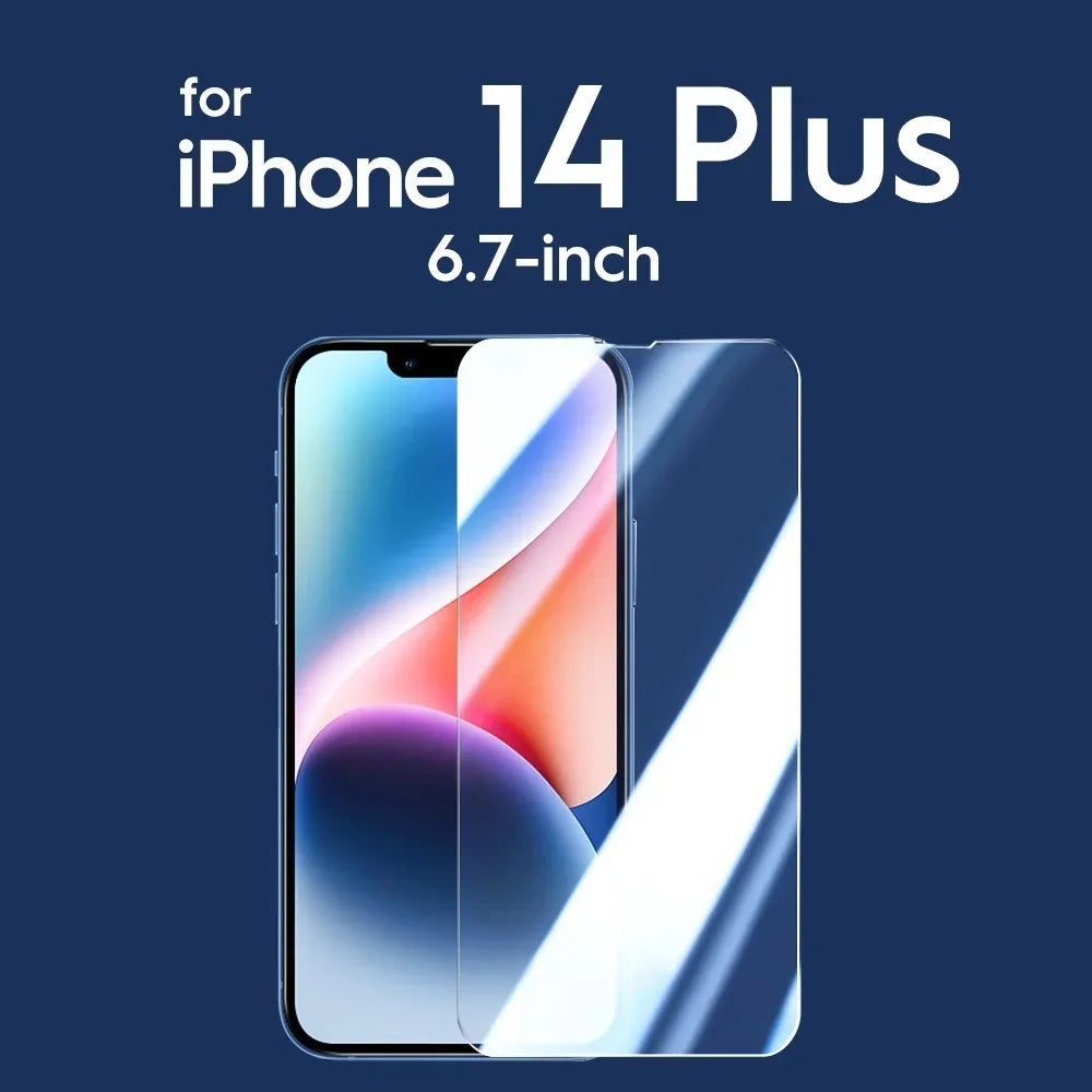 Clear glass screen protector for 6.7-inch iPhone 14 Plus.