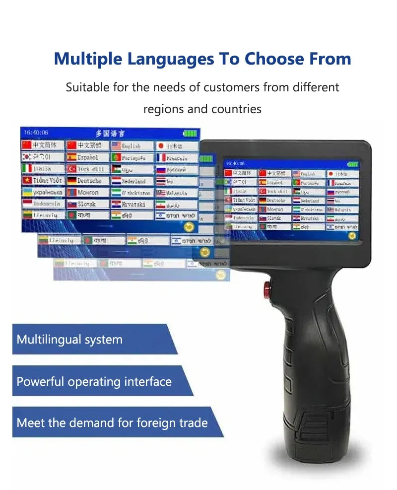 12.7mm Portable Printers Mini Handheld Inkjet Printer Text QR Code Barcode Batch Number Logo Image Date Pattern Printing Machine