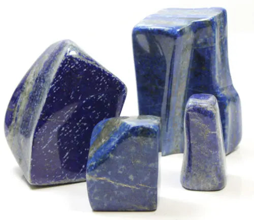 Polished blue lapis lazuli tumbles set, mixed shapes and sizes