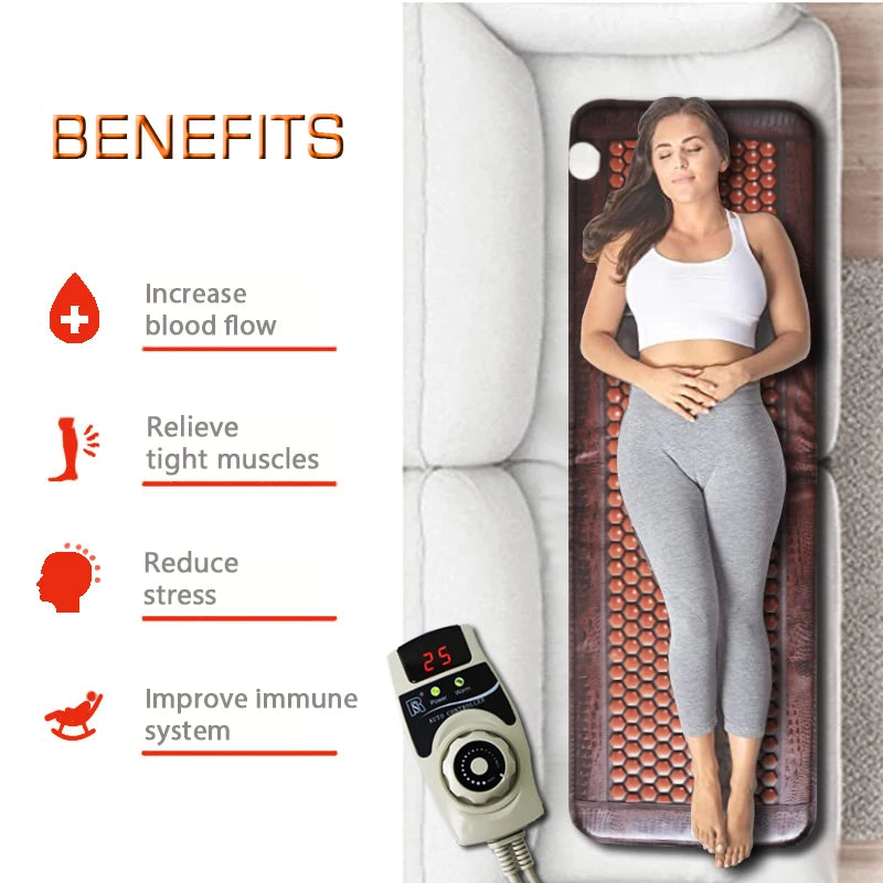 Infrared Heated Jade Massage Mat | Pro Deep Tissue Relief Pad Massage Cushion Tidesmit