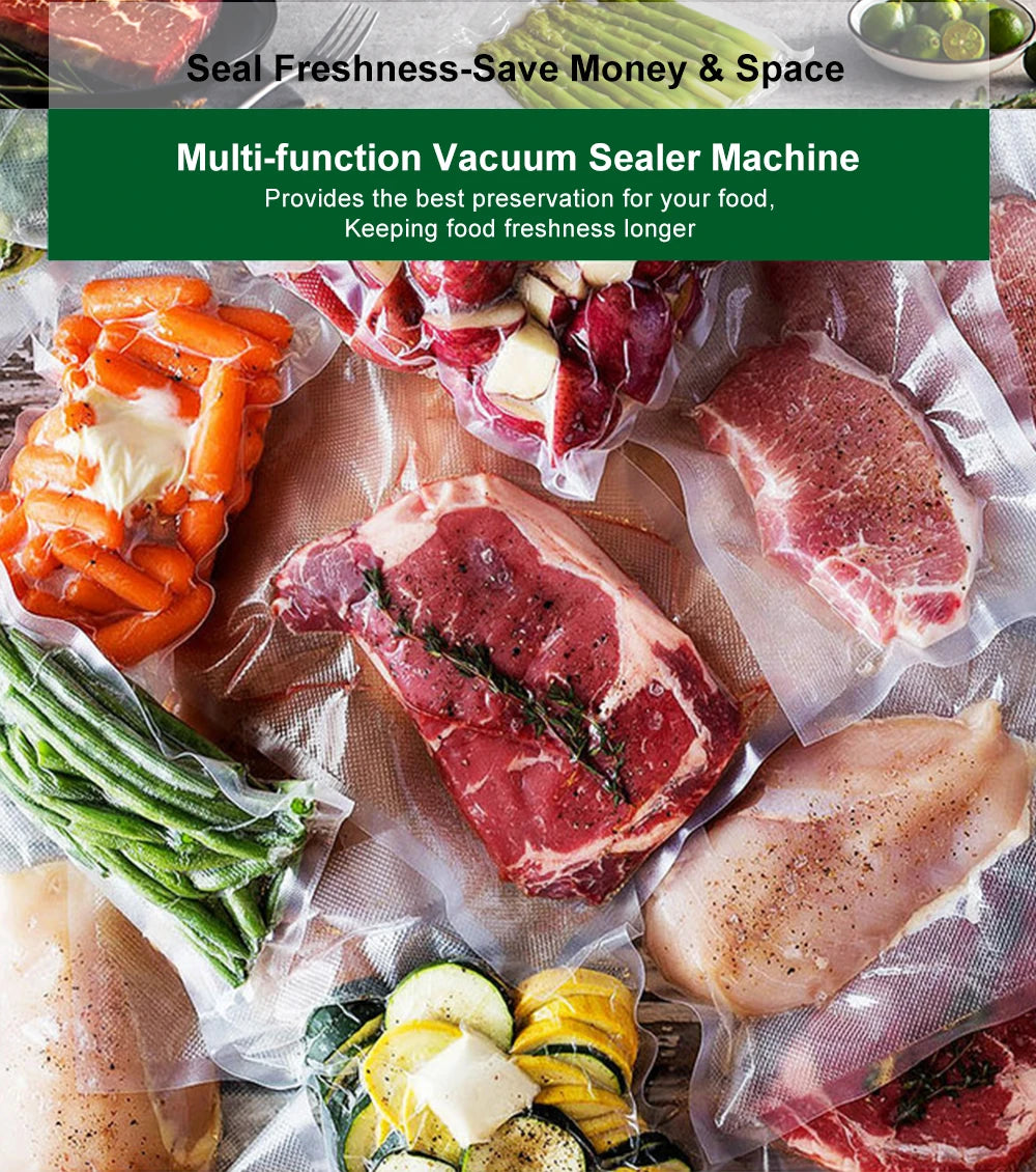 BioloMix Automatic Food Vacuum Sealer Wet or Dry Food Saver Packing Machine with 10pcs Free Bags for Sous Vide White/Black W230