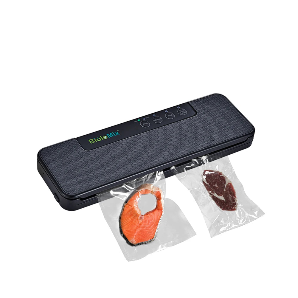BioloMix Automatic Food Vacuum Sealer Wet or Dry Food Saver Packing Machine with 10pcs Free Bags for Sous Vide White/Black W230