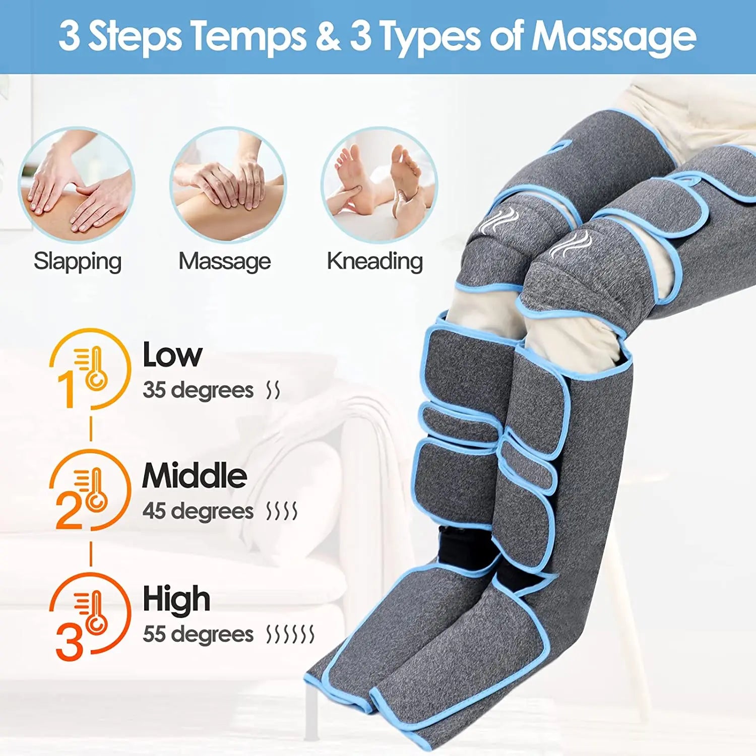 Leg Air Compression Massager with Heat Therapy for Circulation Relief Body Shaping Massage Equipment Tidesmit