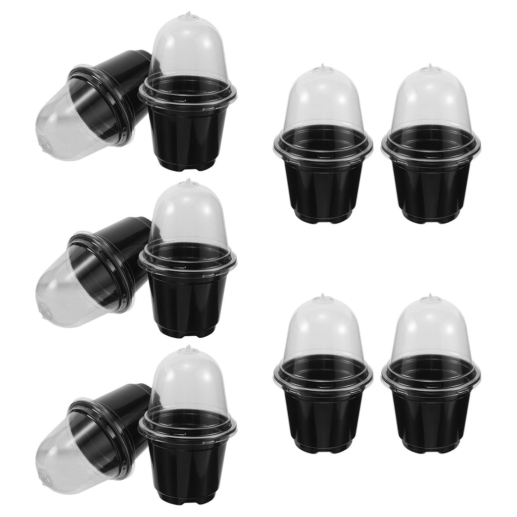 10pcs Seed Raising Cups Plastic Plant Nursery Pots With Clear Lid Germination Nursery Containers for Indoor Gardening Greenhouse