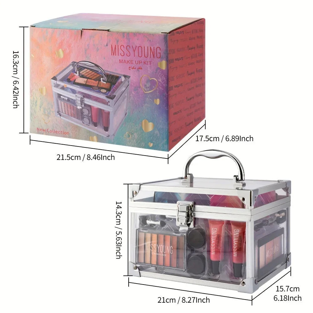 Professional Makeup Kit: All-in-One Transparent Train Case Professional Makeup Kits Tidesmit