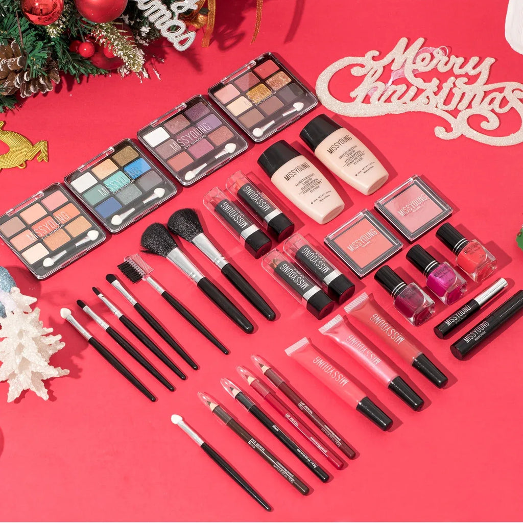 Professional Makeup Kit: 10-Piece Long-Lasting Beauty Set - Pink & Silvery Professional Makeup Kits Tidesmit