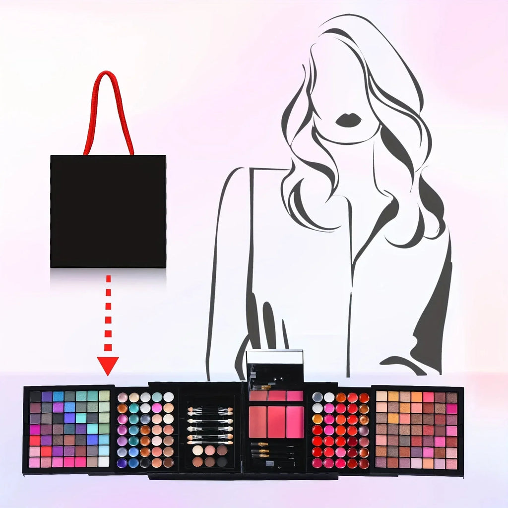 Professional Makeup Kit: 177 Color Palette with Brushes and Lipsticks Professional Makeup Kits Tidesmit