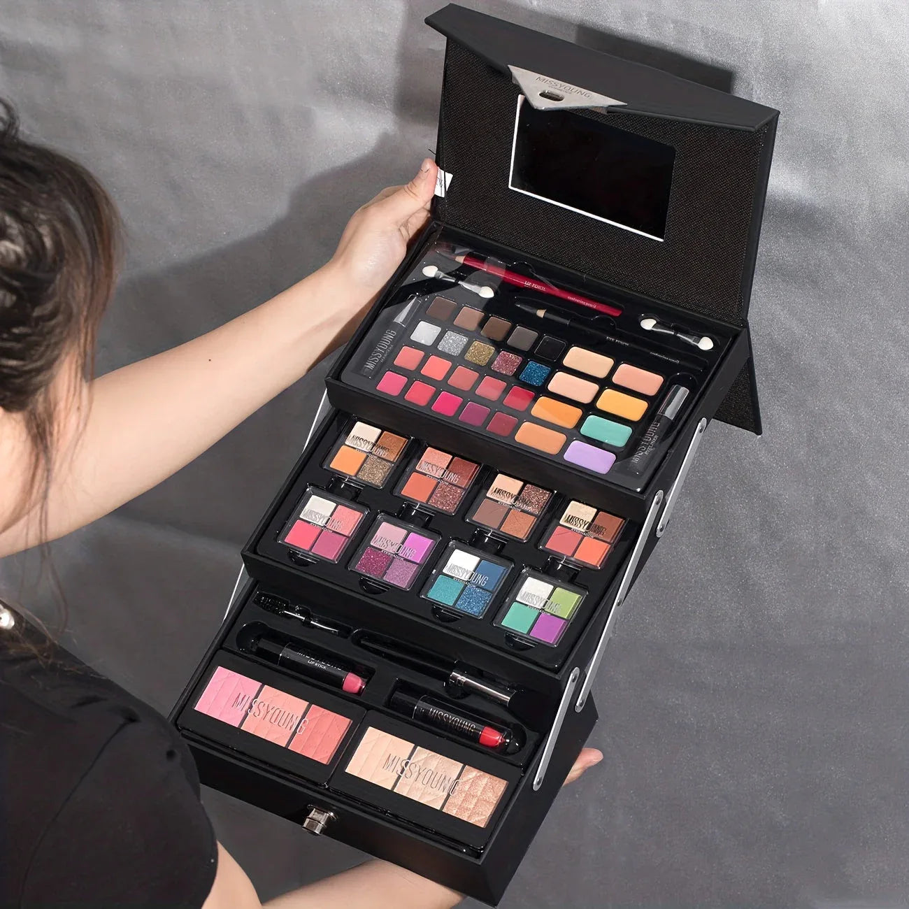Professional Makeup Kit: 53-Piece Waterproof Portable Cosmetic Case Professional Makeup Kits Tidesmit