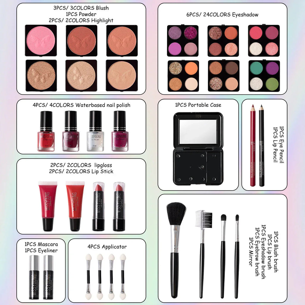 Professional Makeup Kit - All-in-One Slivery Travel Case Professional Makeup Kits Tidesmit