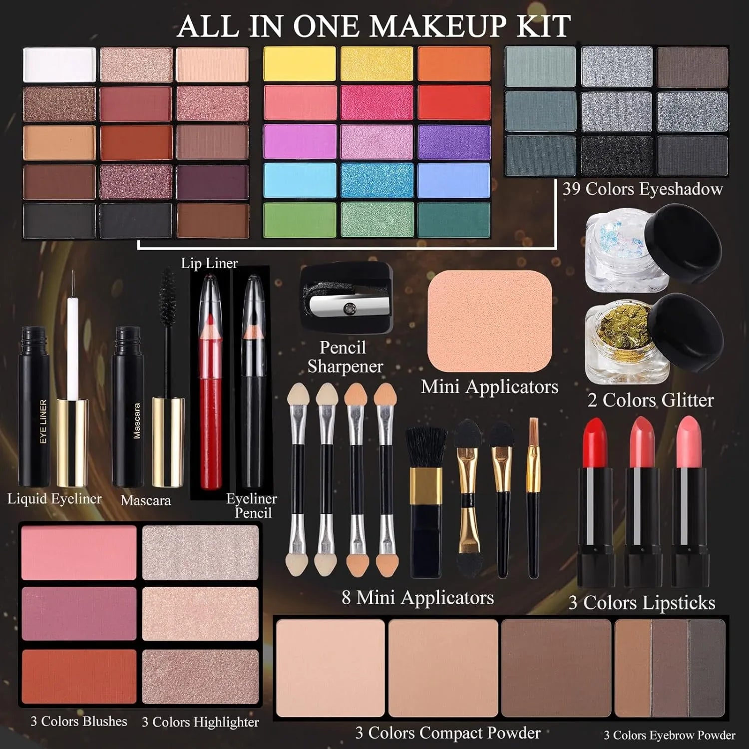 Professional Makeup Kit: 60 Colors All-in-One Set with Mirror - Tidesmit Professional Makeup Kits Tidesmit