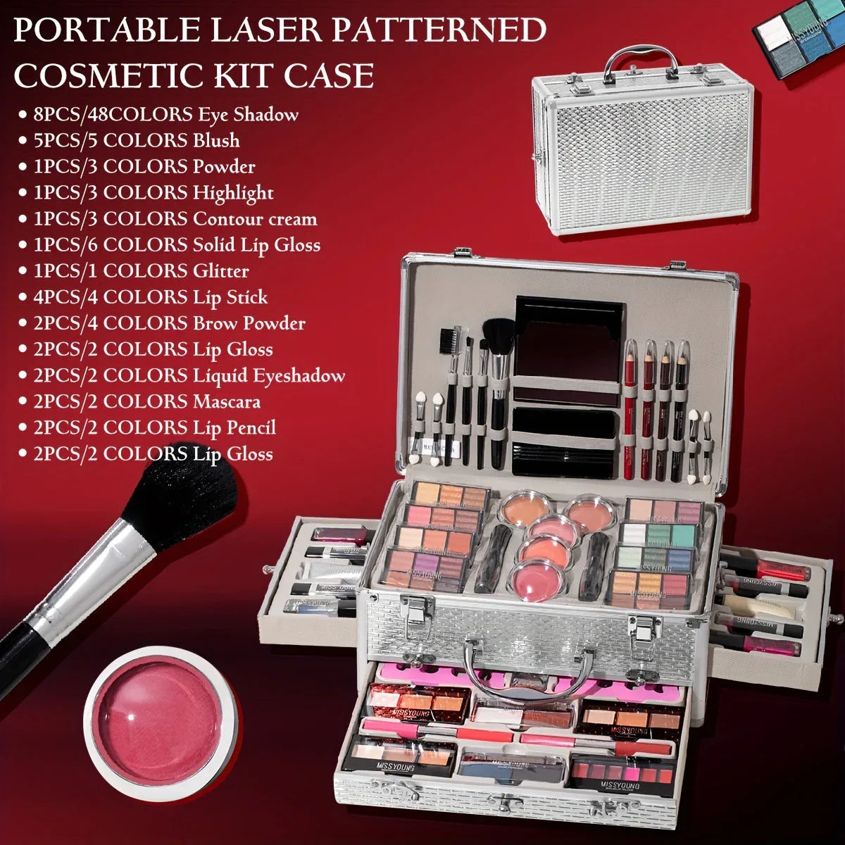 Professional Makeup Kit 106pc Set - Silvery Salon-Quality Cosmetics Professional Makeup Kits Tidesmit