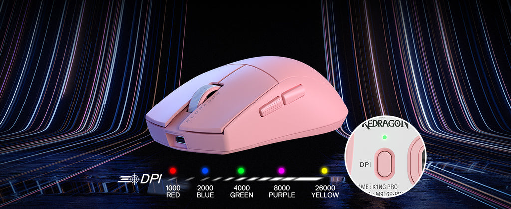Redragon M916 PRO 3-Mode Wireless Gaming Mouse, 49G Ultra-Light 26K DPI Gamer Mouse