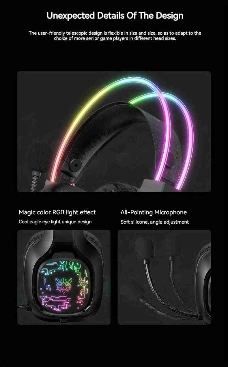 Gaming Headset with Noise-Canceling Mic - Over-Ear PC Audio Tidesmit