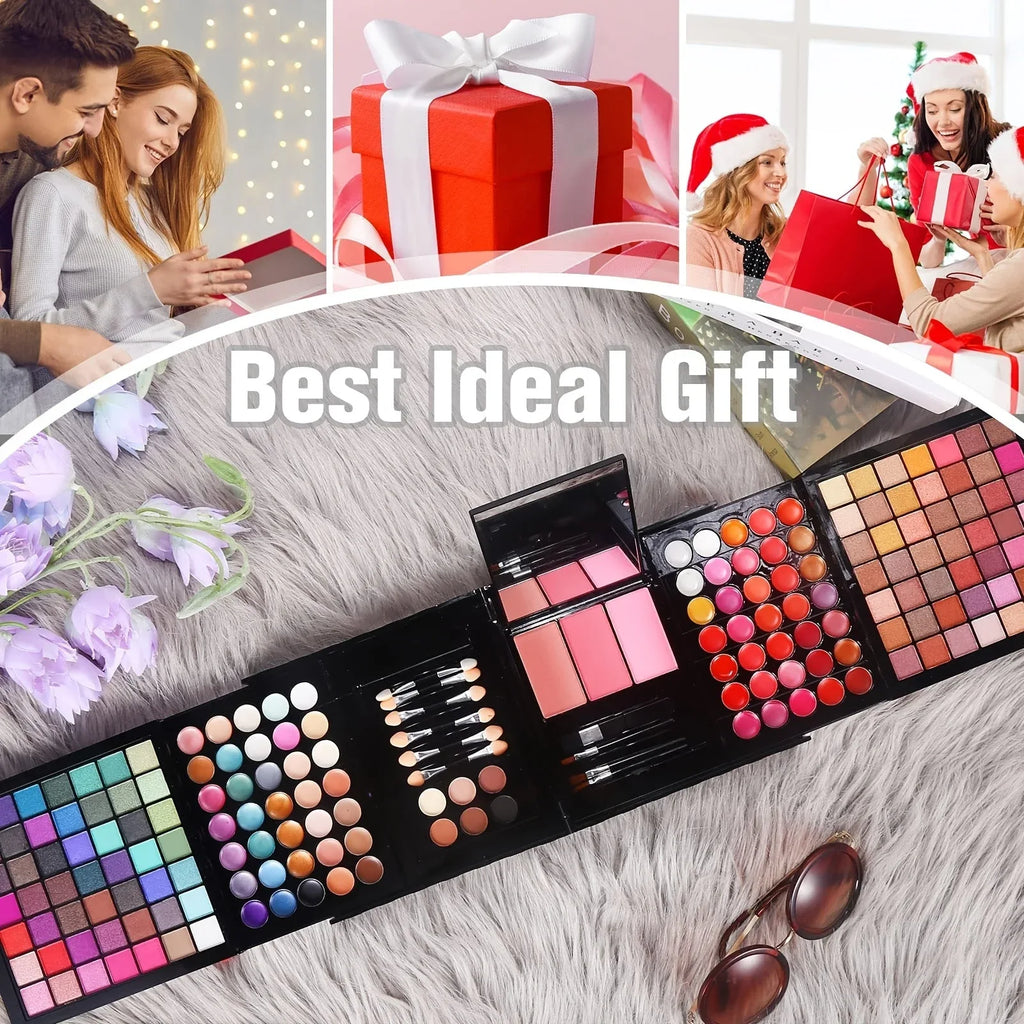 Professional Makeup Kit: 177 Color Palette with Brushes and Lipsticks Professional Makeup Kits Tidesmit